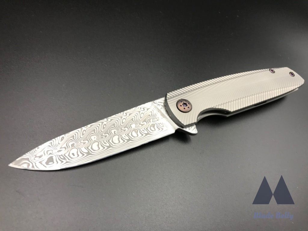 Holt Specter #337 - Gysinge Damasteel Blade And Feather Ti Handles W/ Timascus Clip
