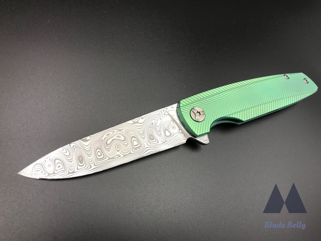 Holt Specter - Mirror Damasteel Blade And Feather Green (Blade Show 2019)