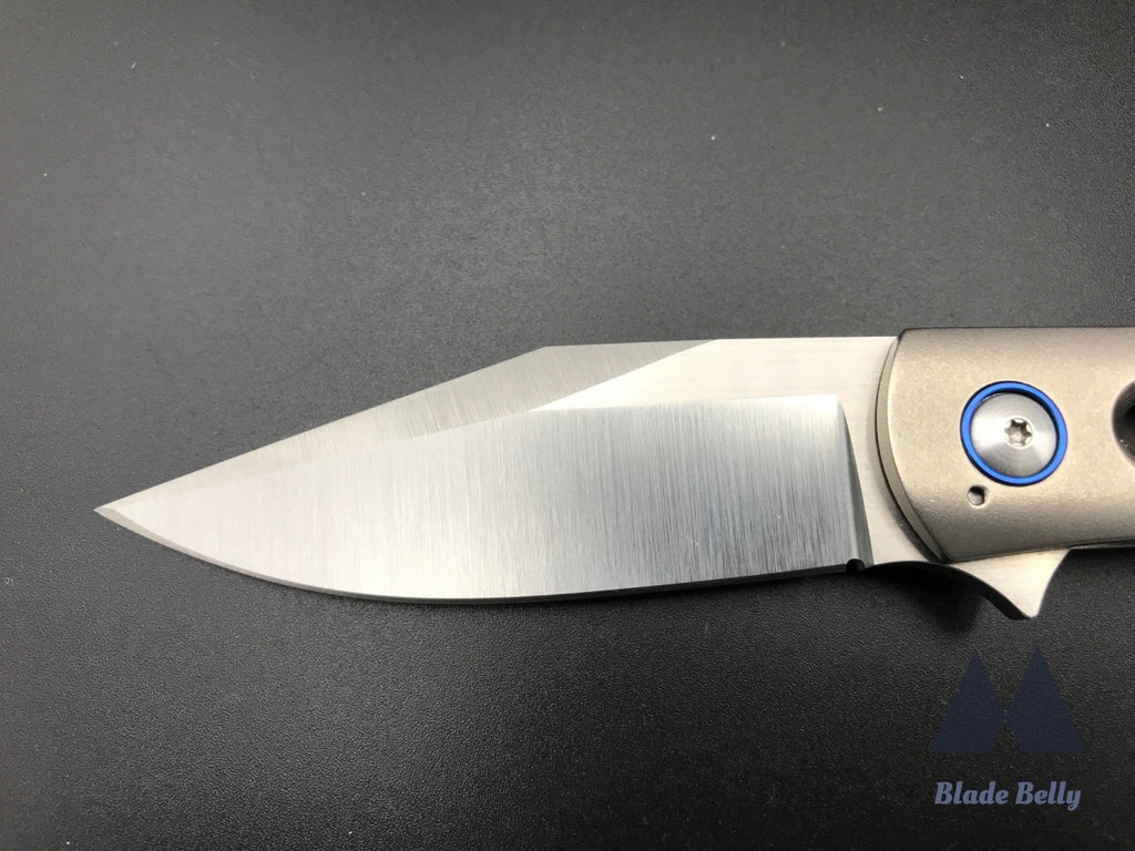 Ray Laconico Minpin- Hand Rub Satin Drop Point Egg Shell Handles W/ Speed Holes And Timascus Clip