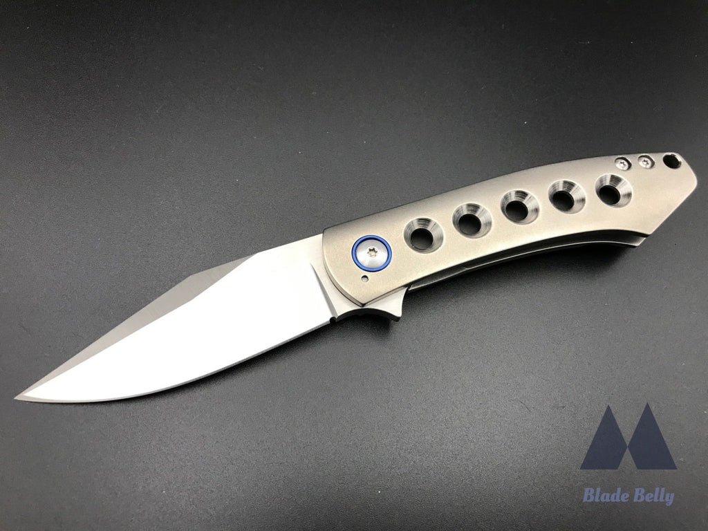 Ray Laconico Minpin- Hand Rub Satin Drop Point Egg Shell Handles W/ Speed Holes And Timascus Clip