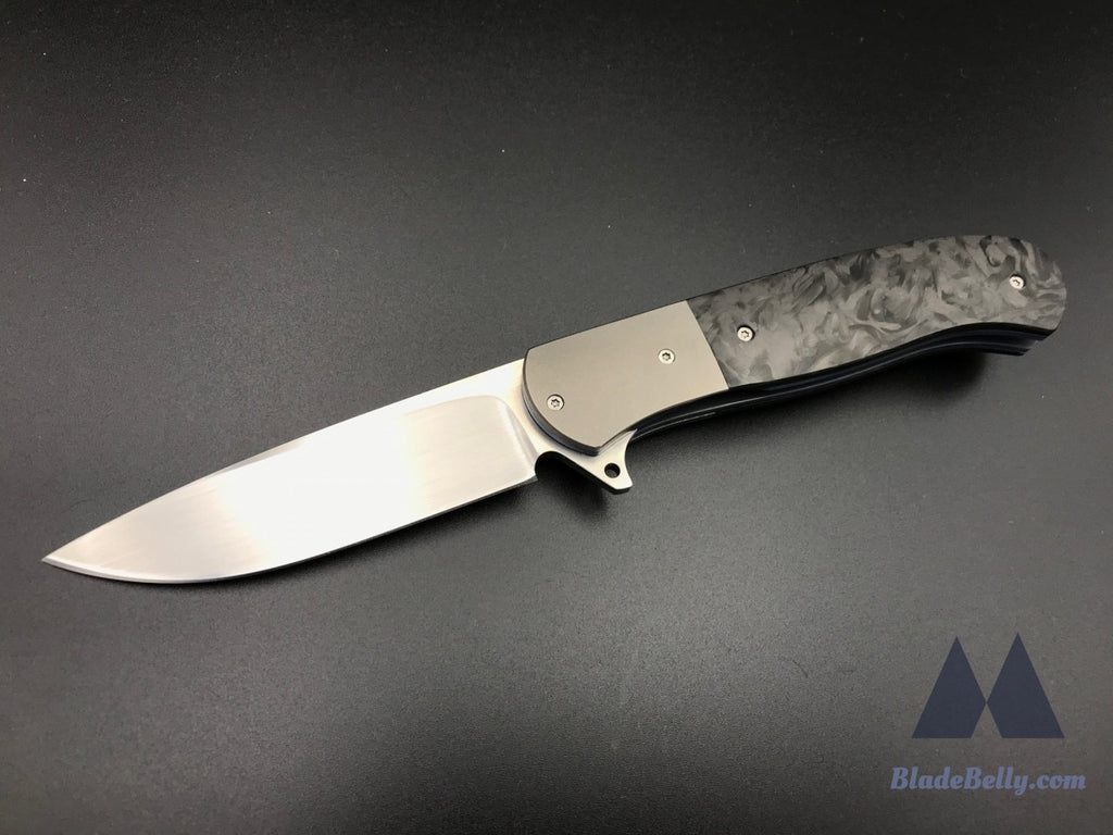 Trevor Burger Atlas Plus - Hand Rub Blade Zirc Bolsters And Marbled Carbon Fiber Scales