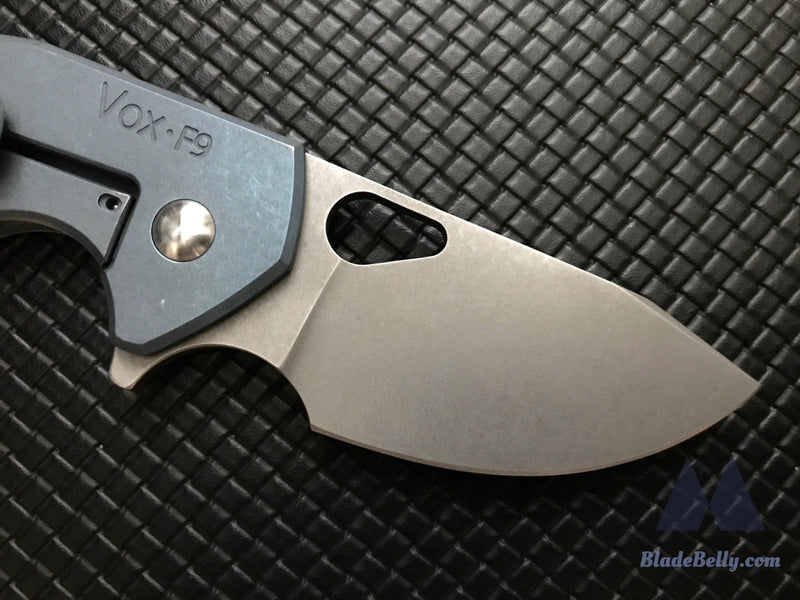 Vox Knives F9 - Stonewashed Blade Tumbled Blue Handles