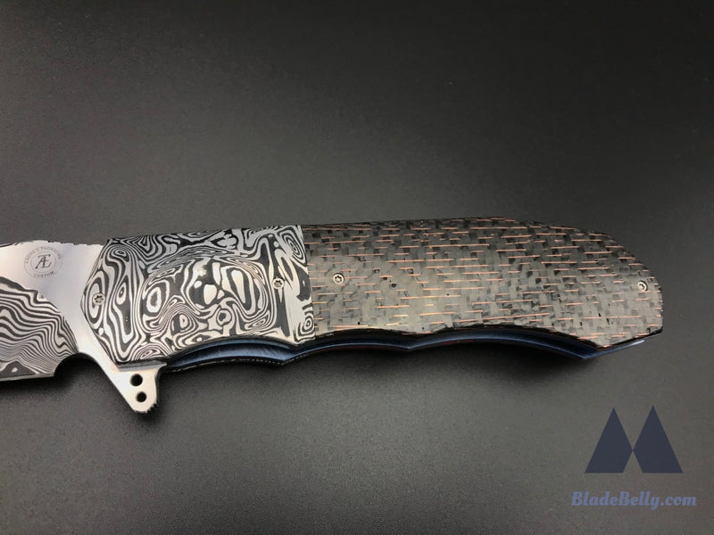 Andre Thorburn Lm44 - Damasteel Blade Bolsters W/ Copper Wire Carbon Fiber Handle