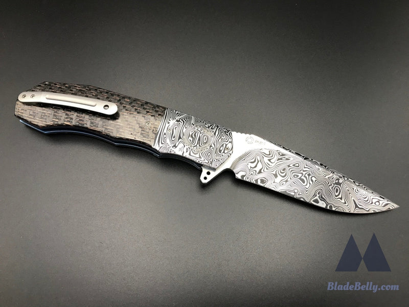 Andre Thorburn Lm44 - Damasteel Blade Bolsters W/ Copper Wire Carbon Fiber Handle