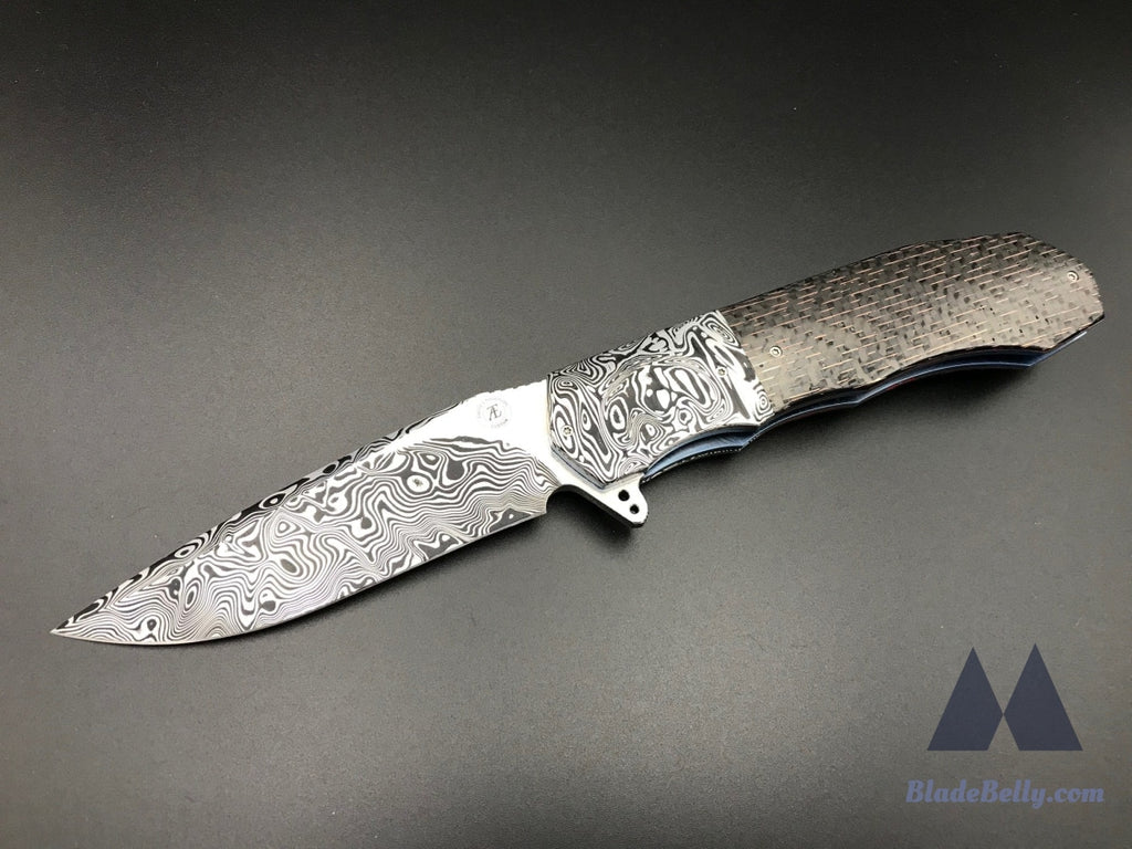 Andre Thorburn Lm44 - Damasteel Blade Bolsters W/ Copper Wire Carbon Fiber Handle