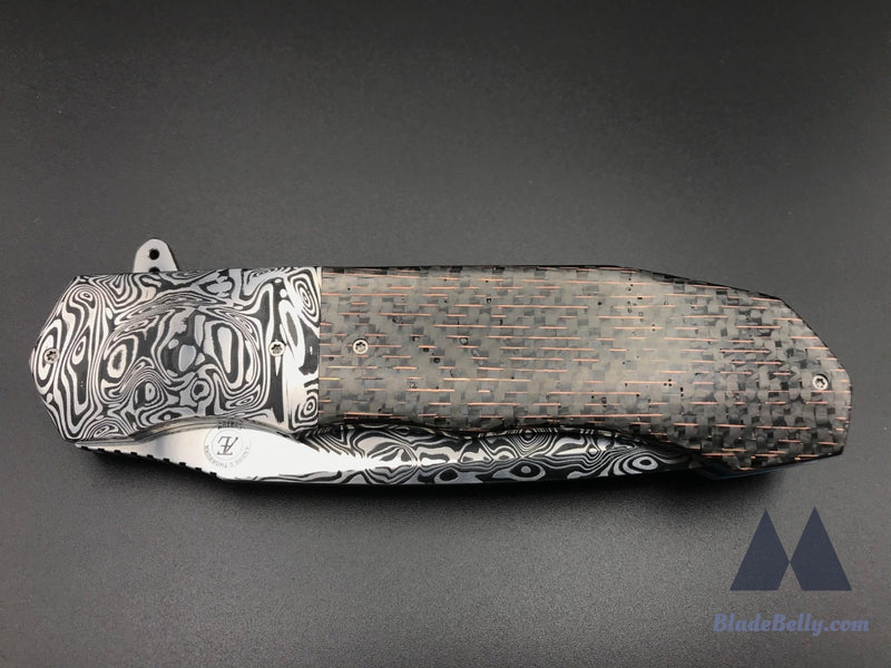 Andre Thorburn Lm44 - Damasteel Blade Bolsters W/ Copper Wire Carbon Fiber Handle