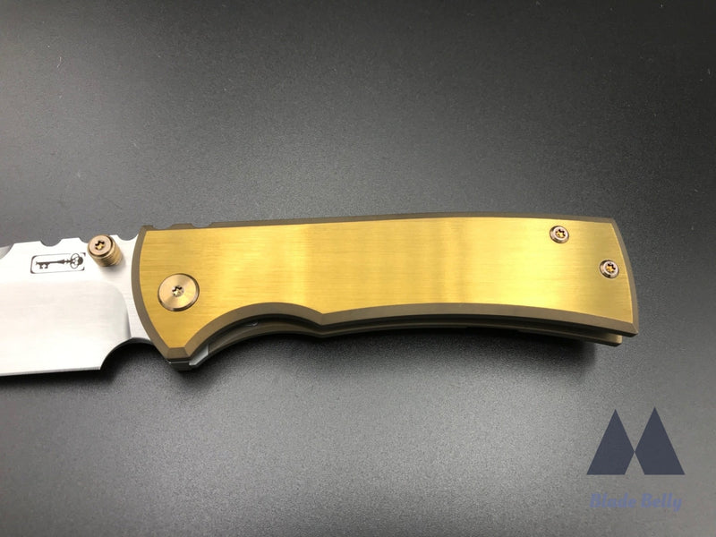 Chaves 229 By Fanatic Edge - Hand Rub Drop Point Polished Gold Scales And Electric Blue Clip