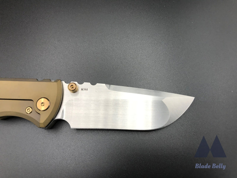 Chaves 229 By Fanatic Edge - Hand Rub Drop Point Polished Gold Scales And Electric Blue Clip