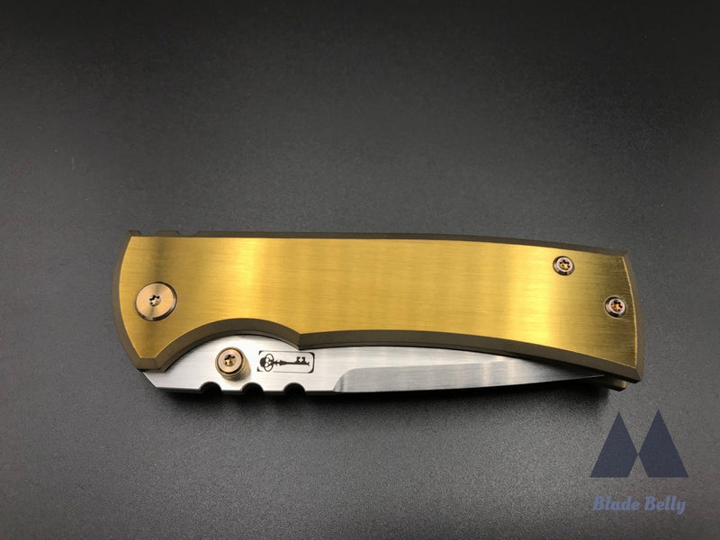 Chaves 229 By Fanatic Edge - Hand Rub Drop Point Polished Gold Scales And Electric Blue Clip