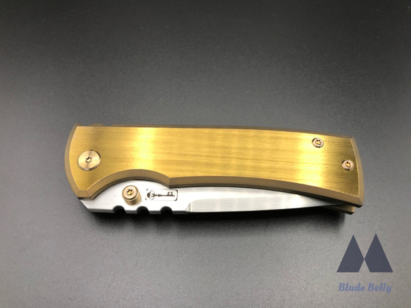 Chaves 229 By Fanatic Edge - Hand Rub Drop Point Polished Gold Scales W/ Bronze Hardware