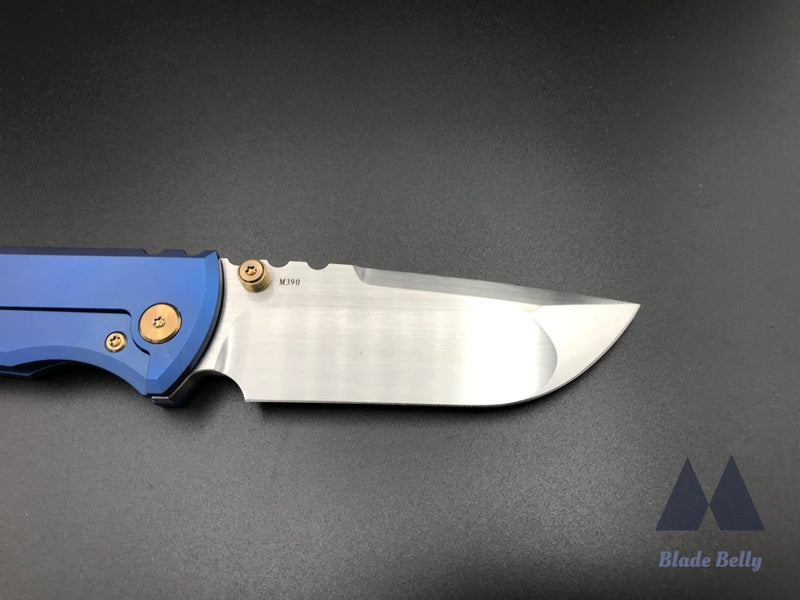 Chaves 229 By Fanatic Edge - Hand Rub Drop Point Polished Royal Blue Scales W/ Bronze Hardware