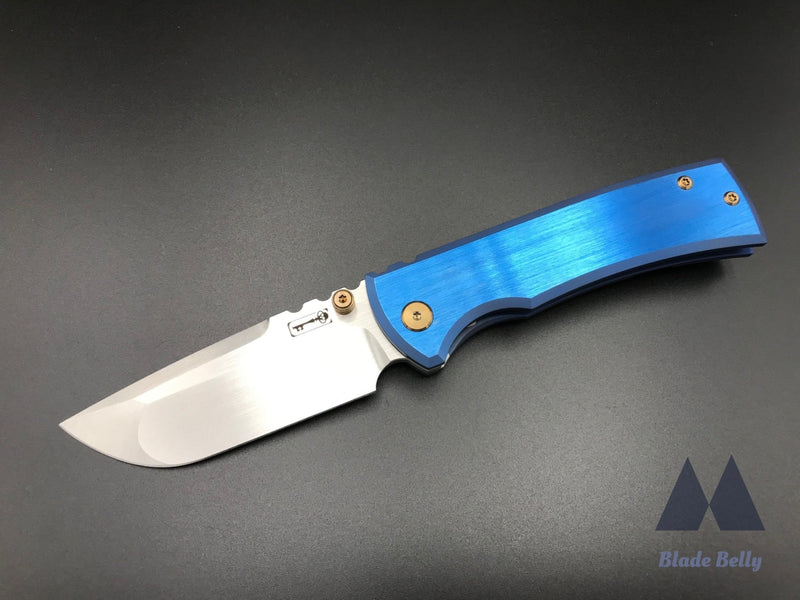 Chaves 229 By Fanatic Edge - Hand Rub Drop Point Polished Royal Blue Scales W/ Bronze Hardware