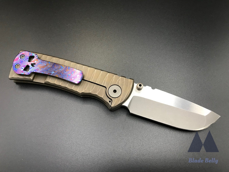 Chaves American Made Knives Redencion 228 V1 Customized - Satin Flats Bronze Textured Handles W/