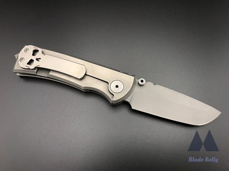 Chaves American Made Knives Redencion 228 V1 - Stonewashed Blade And Handles W/ Sean Campbell Skull