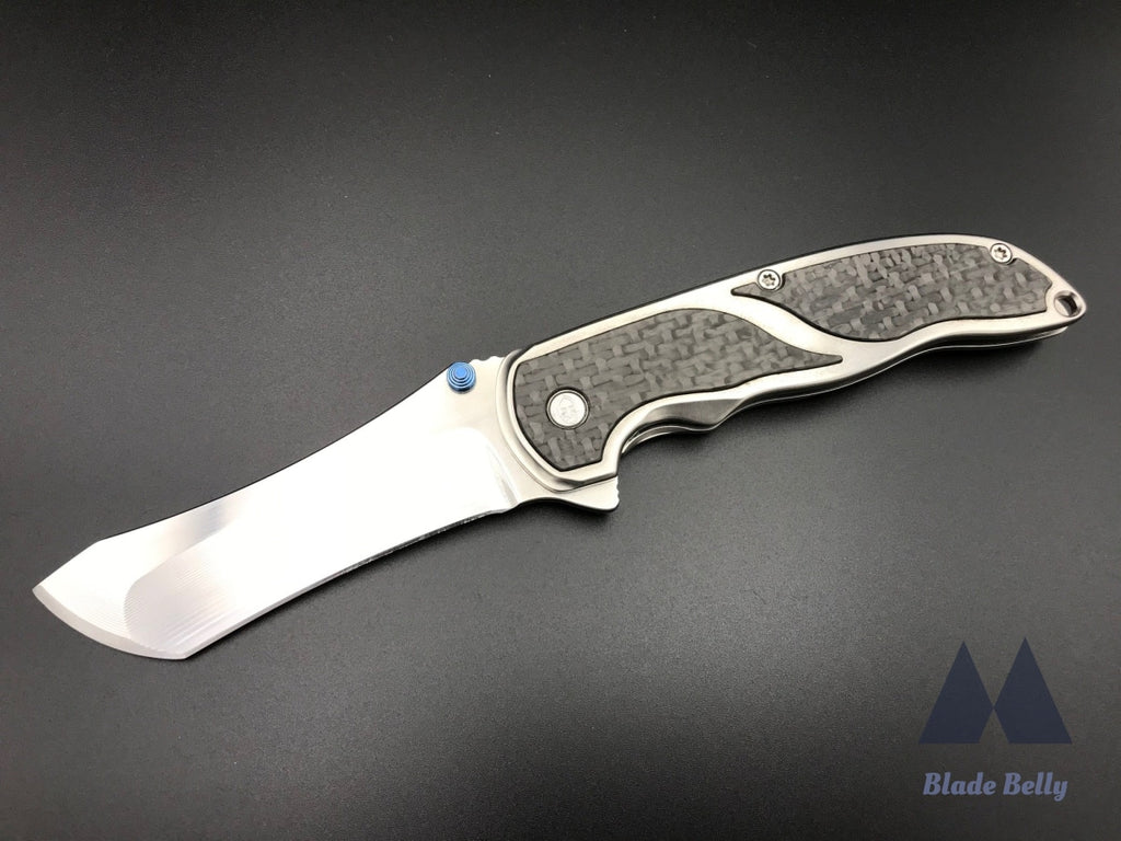 Grimsmo Norseman #056 - Mirror Blade W/ Silver Handles And Carbon Fiber Inlays