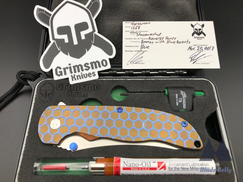 Grimsmo Norseman #1668 - Stonewashed Rwl34 And Bronze W/ Blue Reverse Honeycomb