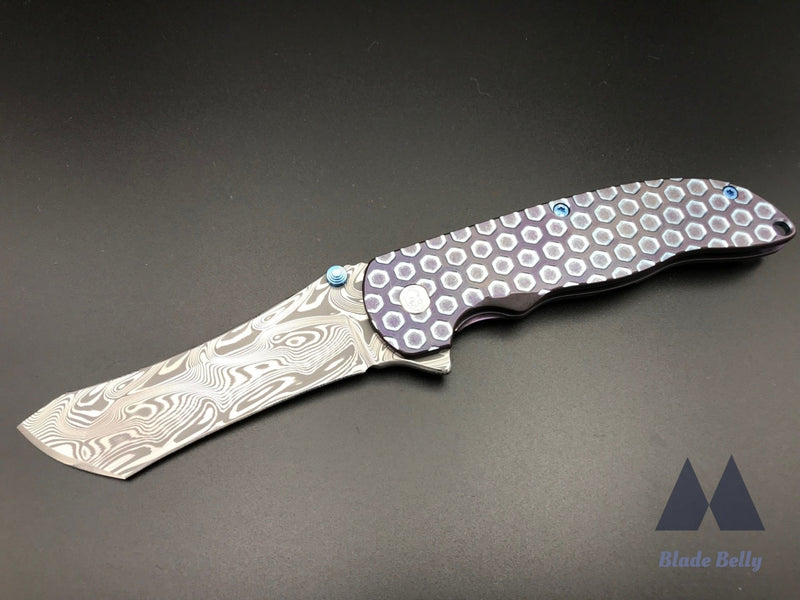 Grimsmo Norseman #2096 - Thor Damasteel And Purple W/ Ice Blue Honeycomb