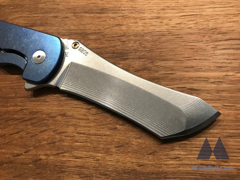 Grimsmo Norseman - Contoured Blue Handle Timascus Clip