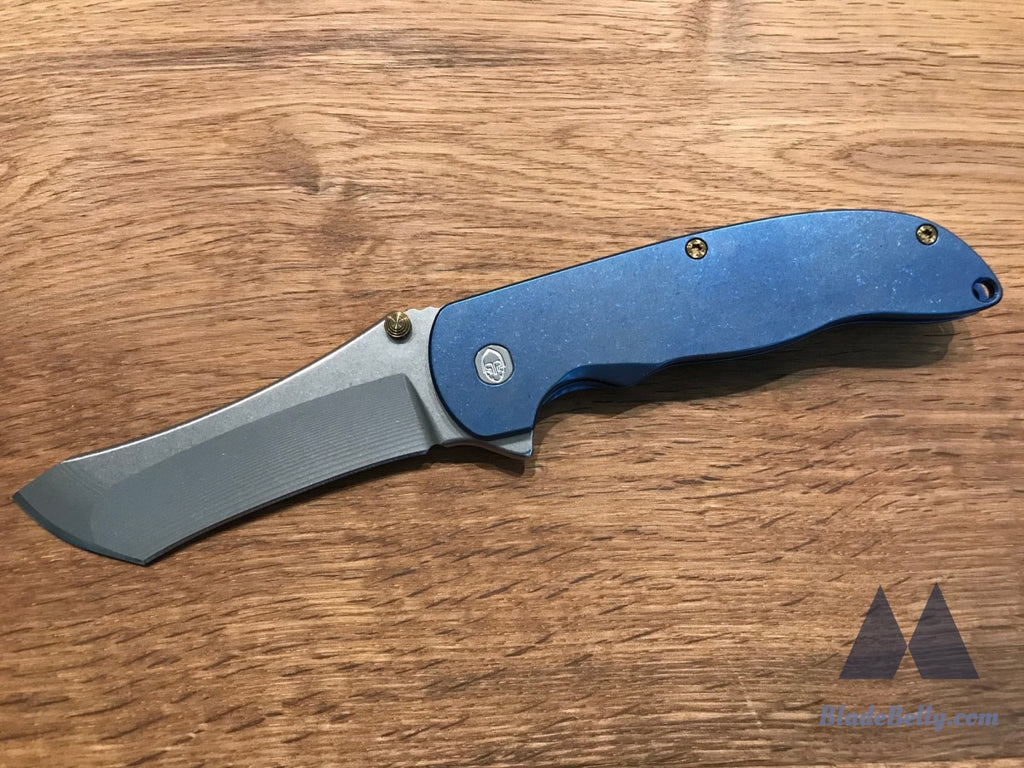 Grimsmo Norseman - Contoured Blue Handle Timascus Clip