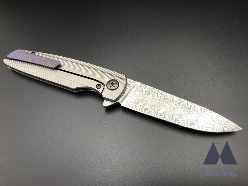 Holt Specter #337 - Gysinge Damasteel Blade And Feather Ti Handles W/ Timascus Clip