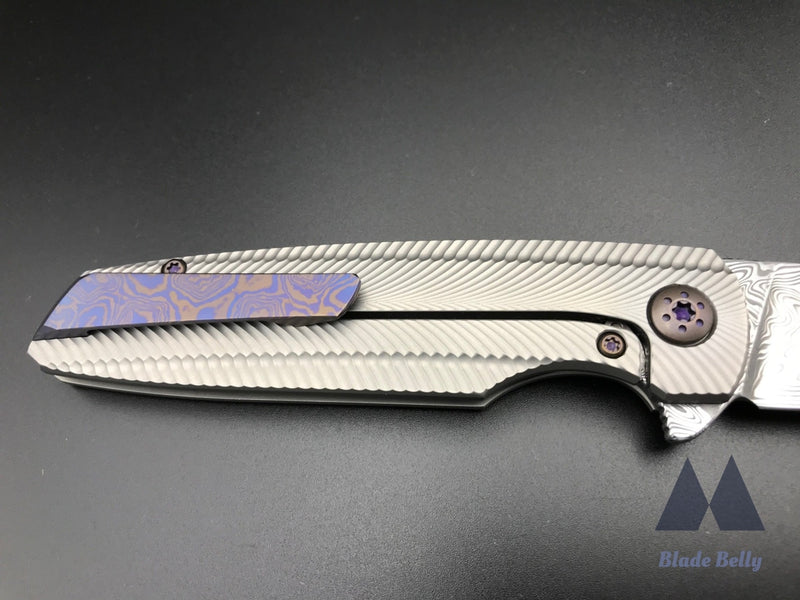 Holt Specter #337 - Gysinge Damasteel Blade And Feather Ti Handles W/ Timascus Clip