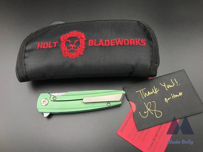 Holt Specter - Mirror Damasteel Blade And Feather Green (Blade Show 2019)