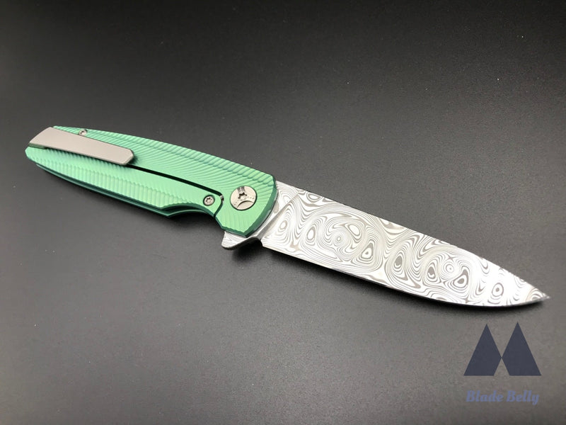 Holt Specter - Mirror Damasteel Blade And Feather Green (Blade Show 2019)