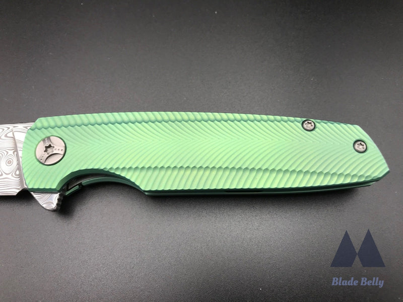 Holt Specter - Mirror Damasteel Blade And Feather Green (Blade Show 2019)