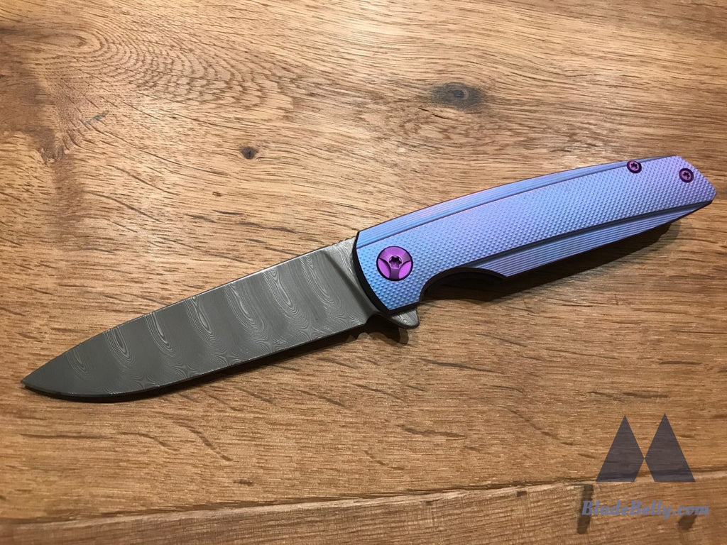 Holt Specter V3 - Dense Twist Damasteel Blurple Checkered Handle