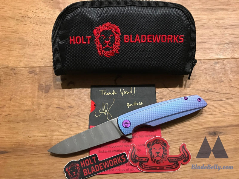 Holt Specter V3 - Dense Twist Damasteel Blurple Checkered Handle