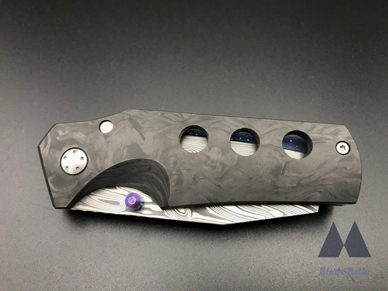 Jason Guthrie Rover - Damasteel Sheepsfoot And Marbled Carbon Fiber