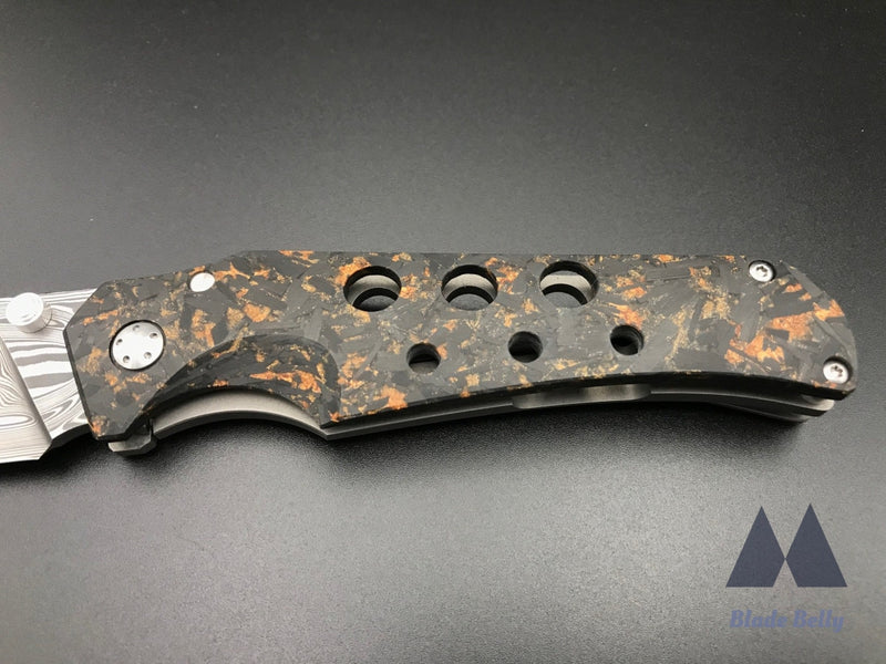 Jason Guthrie Scout - Damasteel Wharncliffe And Copper Shred Carbon Fiber Scales