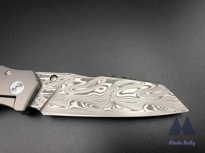 Jason Guthrie Scout - Damasteel Wharncliffe And Copper Shred Carbon Fiber Scales