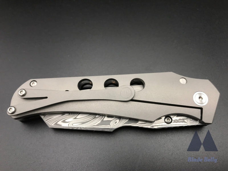 Jason Guthrie Scout - Damasteel Wharncliffe And Copper Shred Carbon Fiber Scales