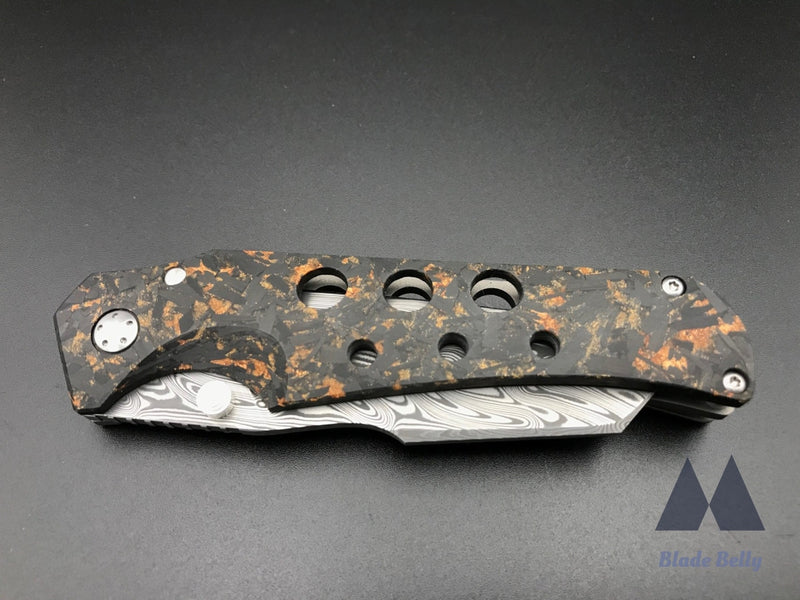 Jason Guthrie Scout - Damasteel Wharncliffe And Copper Shred Carbon Fiber Scales