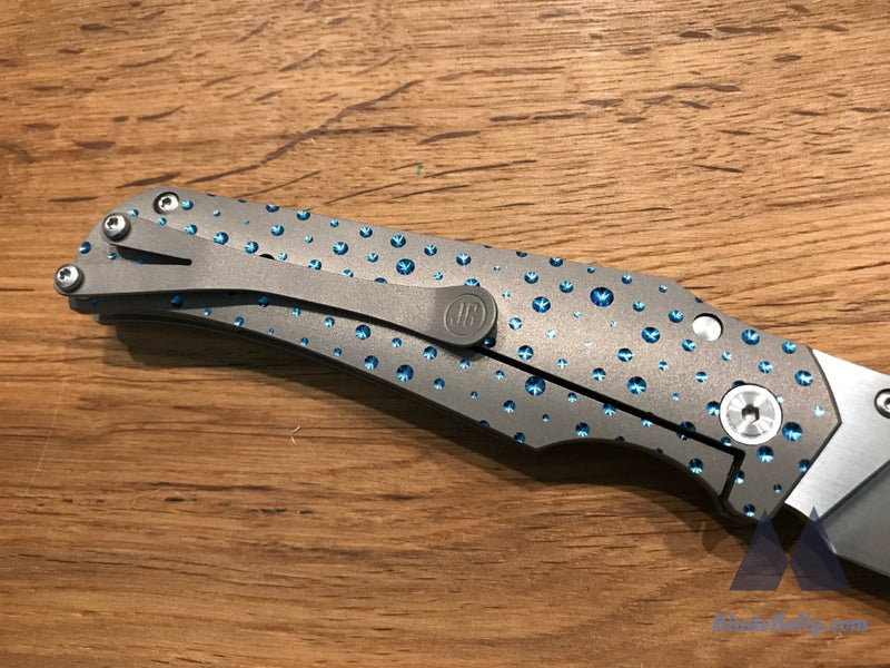 Jason Guthrie Scout - Hand Rub Harpoon Drop Point Milled Anodized Handles