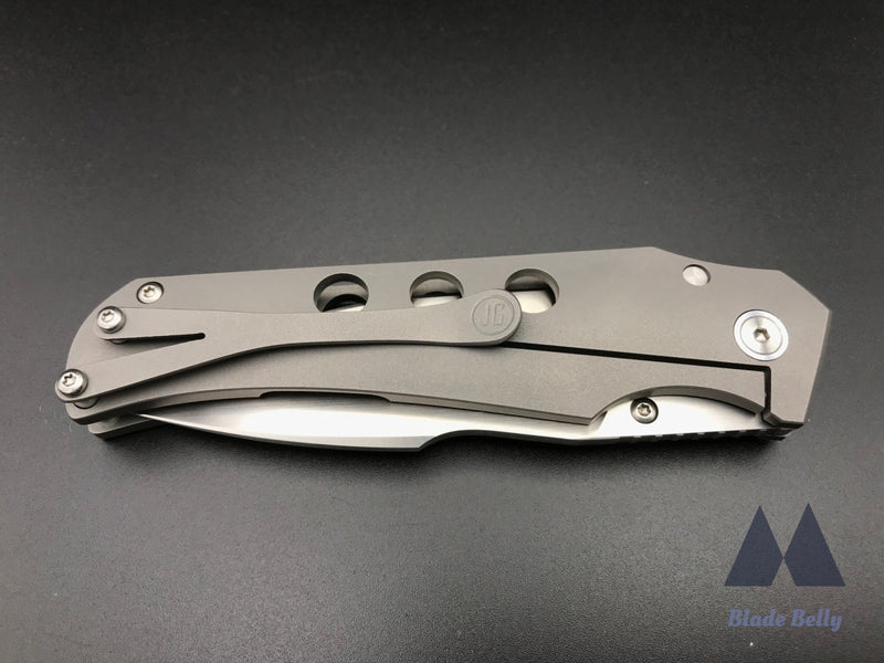 Jason Guthrie Scout - Hand Satin Harpoon Drop Point W/ Ti Speed Holes