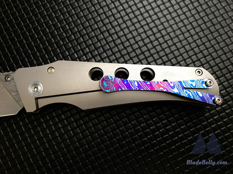 Jason Guthrie Scout (Left Handed) - Drop Point Damasteel Timascus Clip