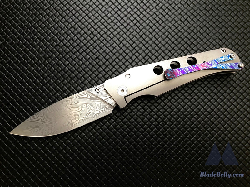 Jason Guthrie Scout (Left Handed) - Drop Point Damasteel Timascus Clip