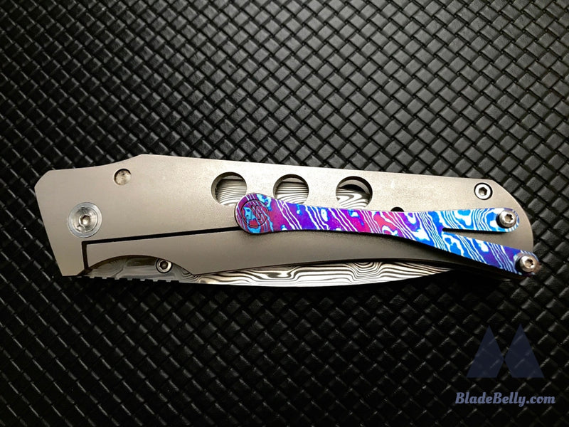 Jason Guthrie Scout (Left Handed) - Drop Point Damasteel Timascus Clip