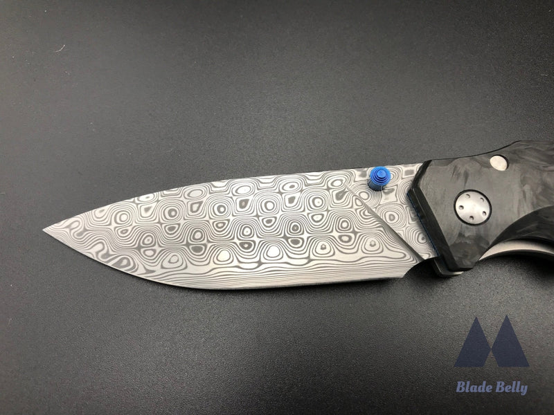 Jg Scout - Damasteel Drop Point And Marbled Carbon Fiber