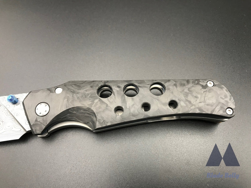 Jg Scout - Damasteel Drop Point And Marbled Carbon Fiber