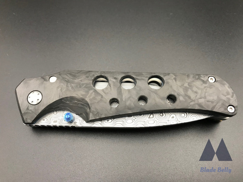 Jg Scout - Damasteel Drop Point And Marbled Carbon Fiber