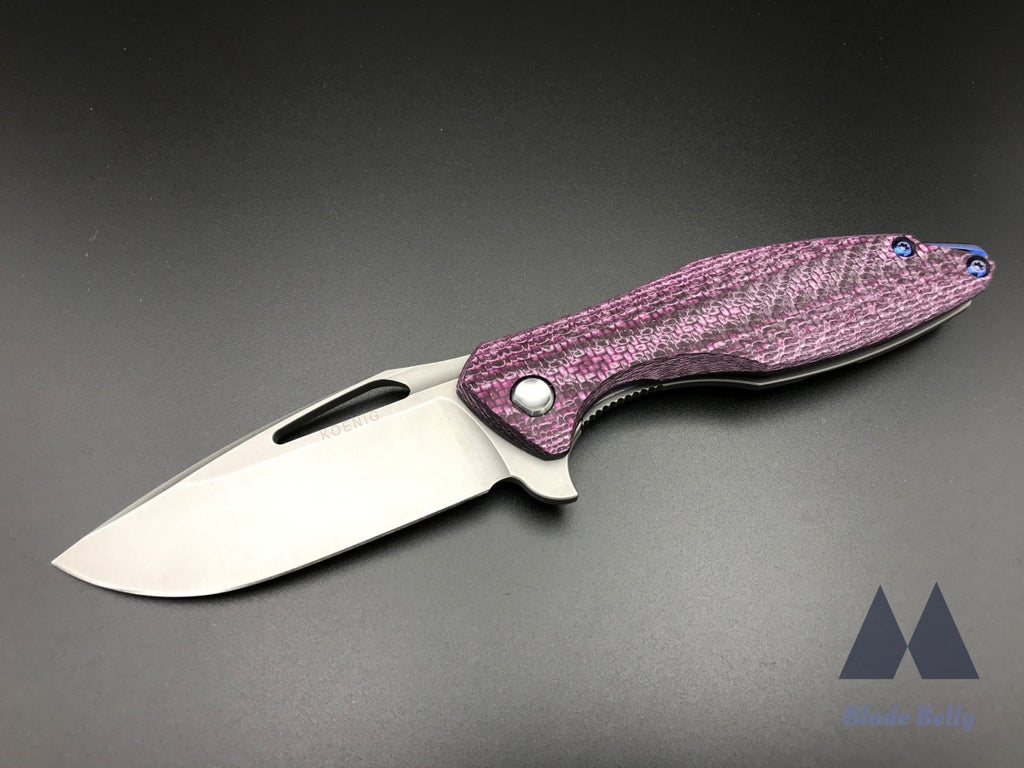 Koenig Arius - Brightwash Drop Point And Purple Twill Carbon Fiber