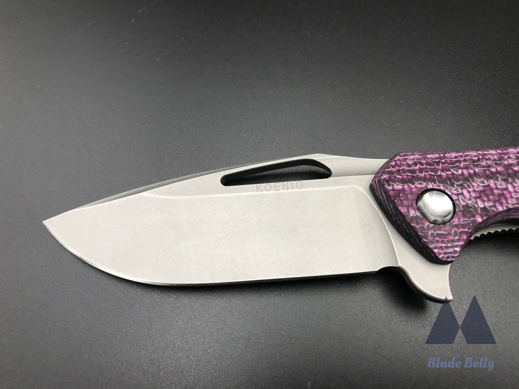 Koenig Arius - Brightwash Drop Point And Purple Twill Carbon Fiber