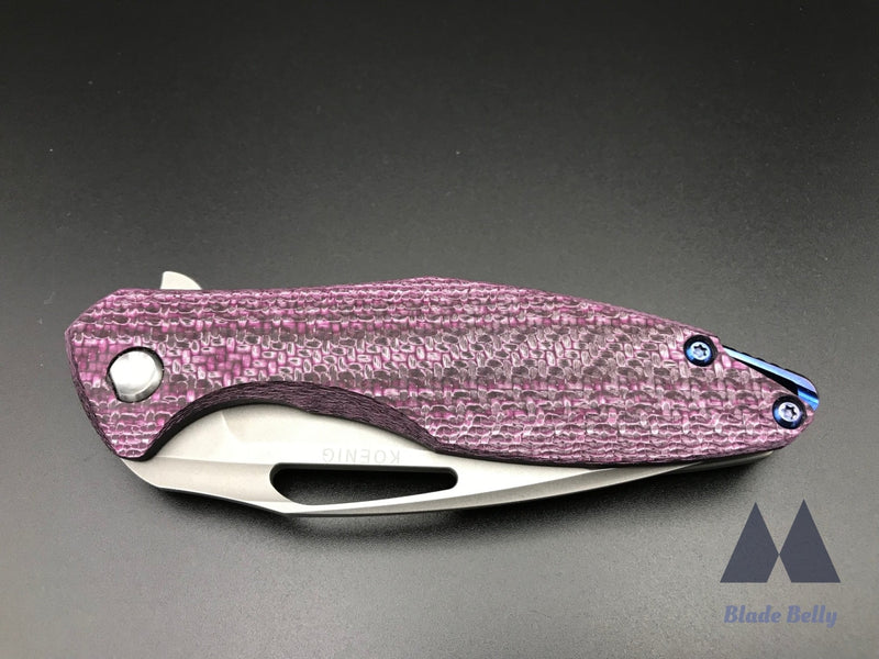 Koenig Arius - Brightwash Drop Point And Purple Twill Carbon Fiber