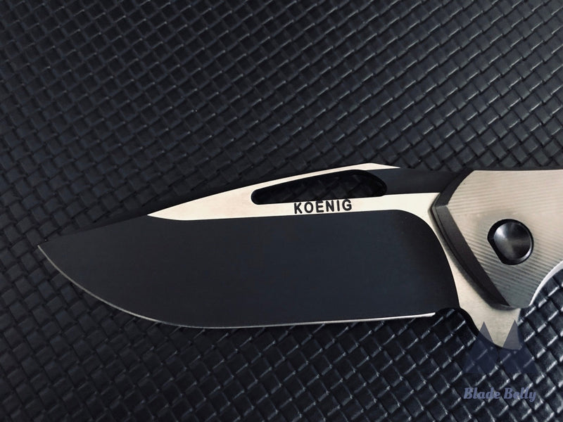 Koenig Arius - Dlc Drop Point With Satin Flats And Textured Ti Handles