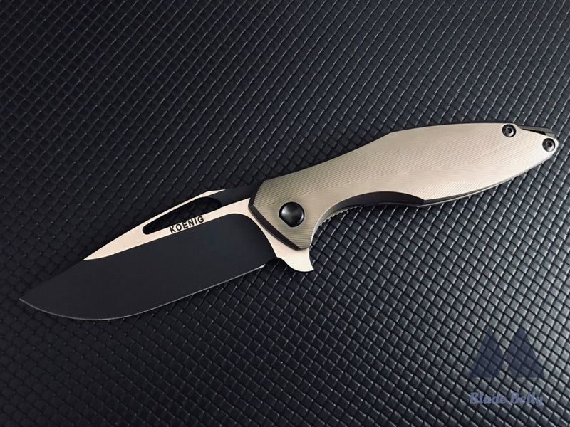 Koenig Arius - Dlc Drop Point With Satin Flats And Textured Ti Handles