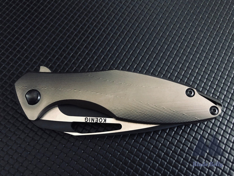 Koenig Arius - Dlc Drop Point With Satin Flats And Textured Ti Handles