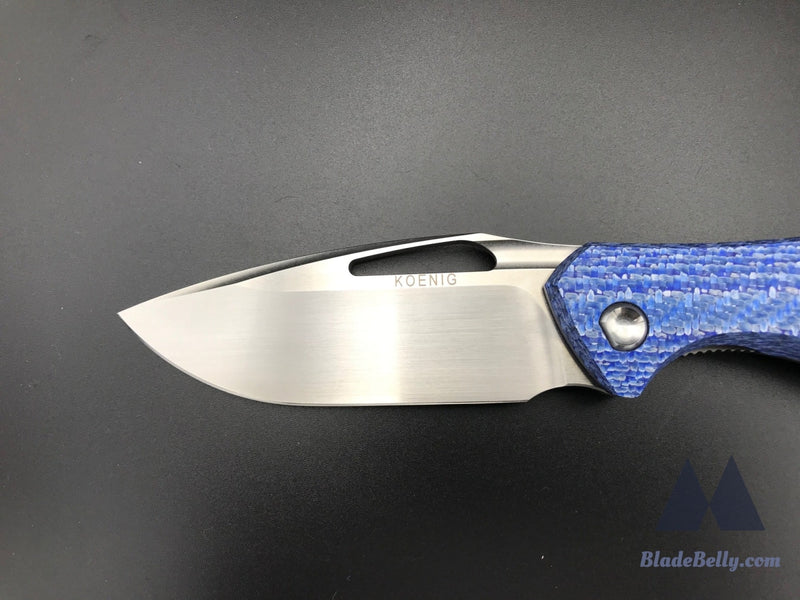 Koenig Arius - Hand Rub Drop Point Blue Twill Carbon Fiber And Anodized Polished Hardware